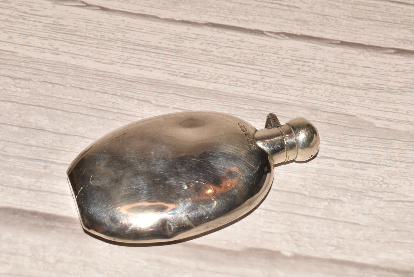 Antique Silver Pocket Flask - Gorgeous Edwardian 1908 Solid Spirit Hip Flask