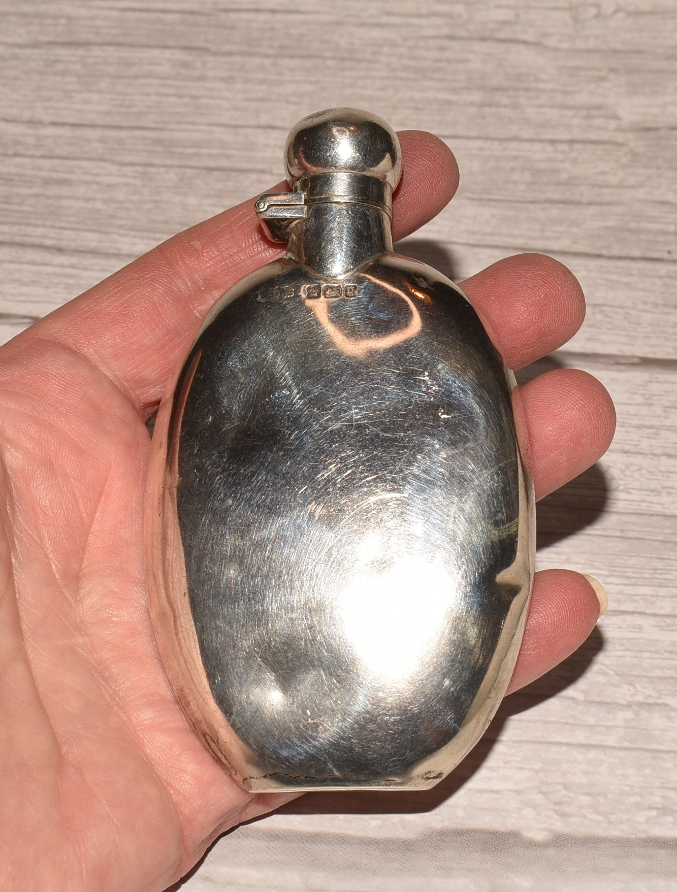 Antique Silver Pocket Flask - Gorgeous Edwardian 1908 Solid Spirit Hip Flask