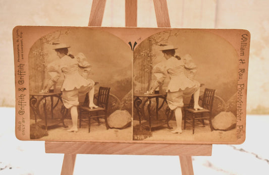 Antique Victorian Erotic Stereoscopic Card - Suggestive Half Dressed An Up to Date Woman William H Rau