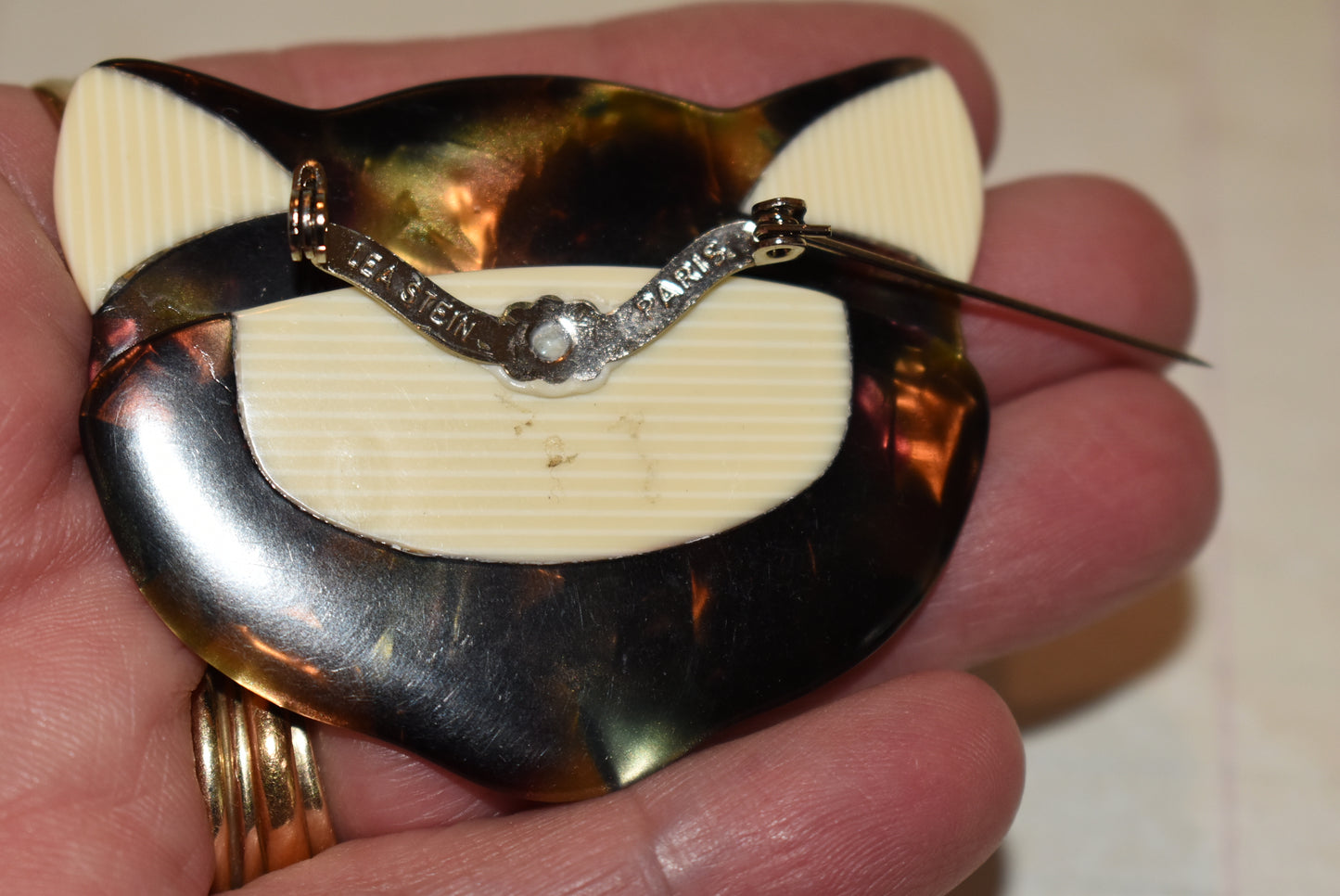 Lea Stein Cat Brooch - Gorgeous Paris Vintage Signed Attila Cat Brooch
