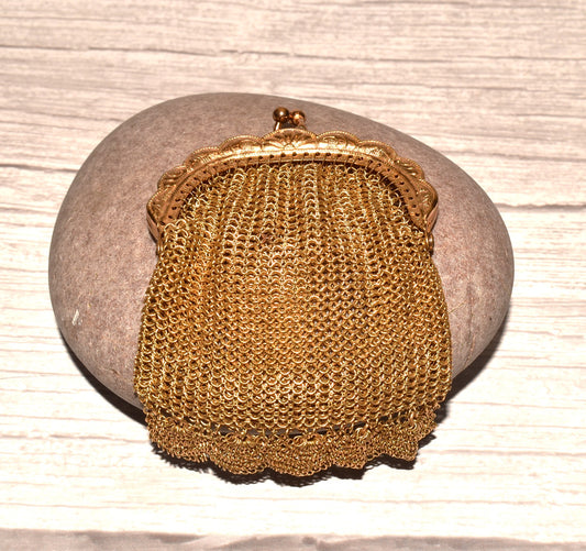 Victorian Gilt Mesh Purse - Beautiful Antique Chain Mail Coin Purse