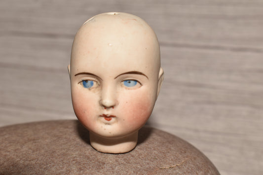 Victorian Doll Head - Beautiful Porcelain Head with Blue Eyes